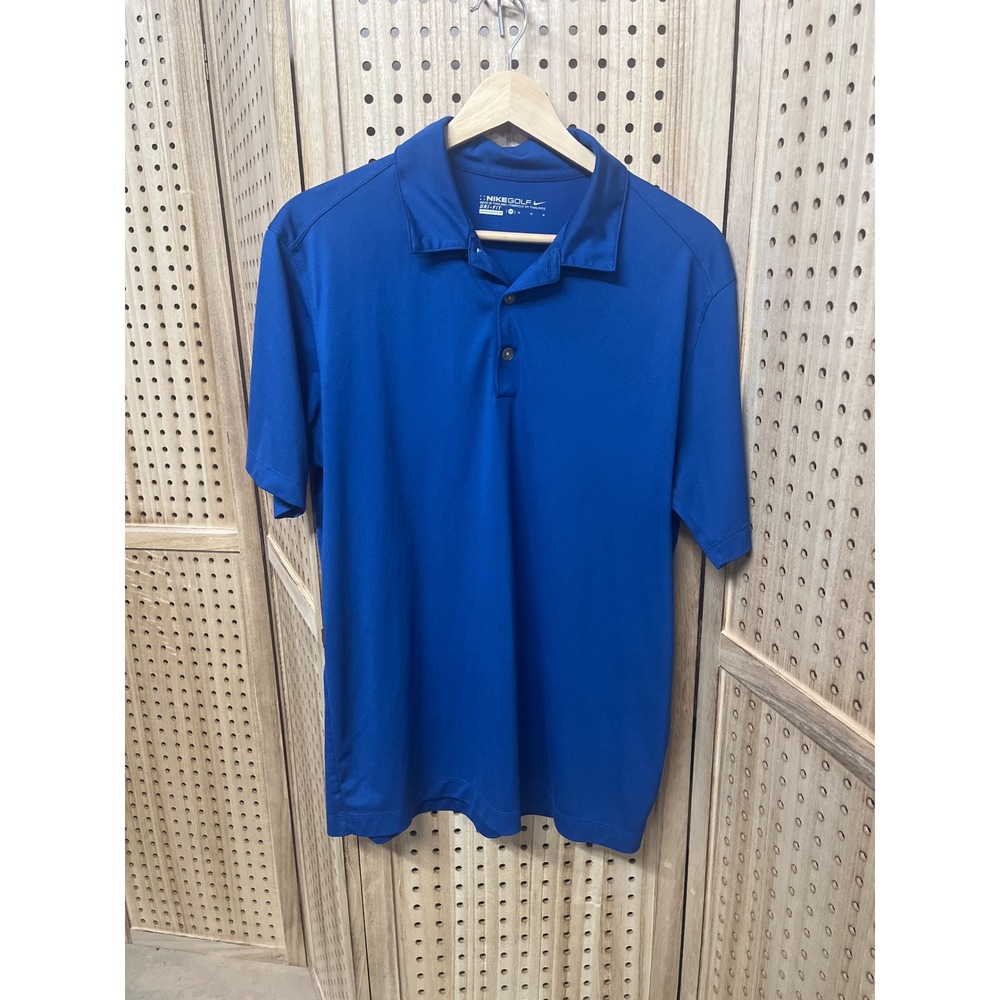 Nike Golf Mens Dri-FIT Polo Shirt Blue Short Sleeve Performance Golf Top Size M